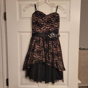 Strapless lace mini dress